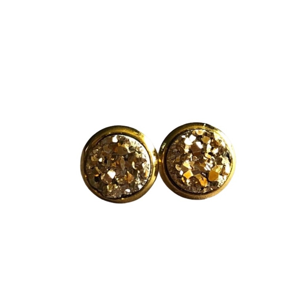 8mm Gold On Gold Druzy Stud Earrings!